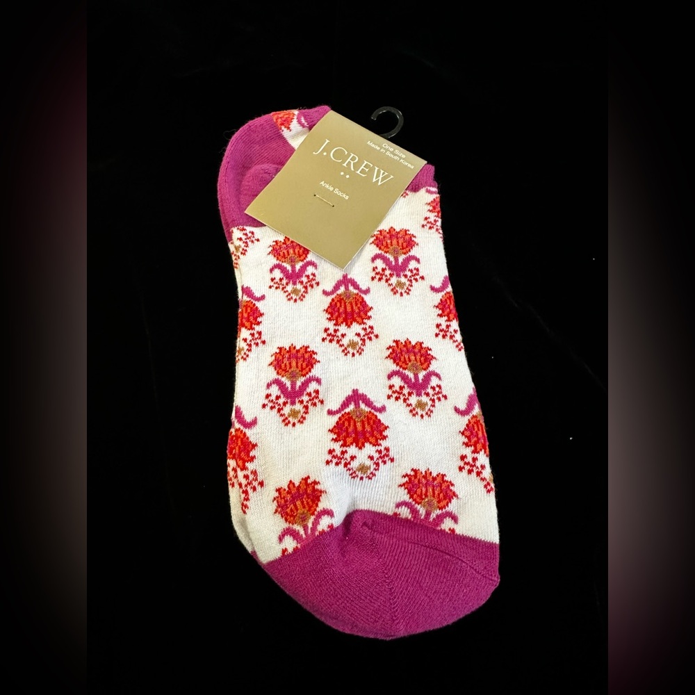 NWT J. Crew Purple Floral Ankle Socks